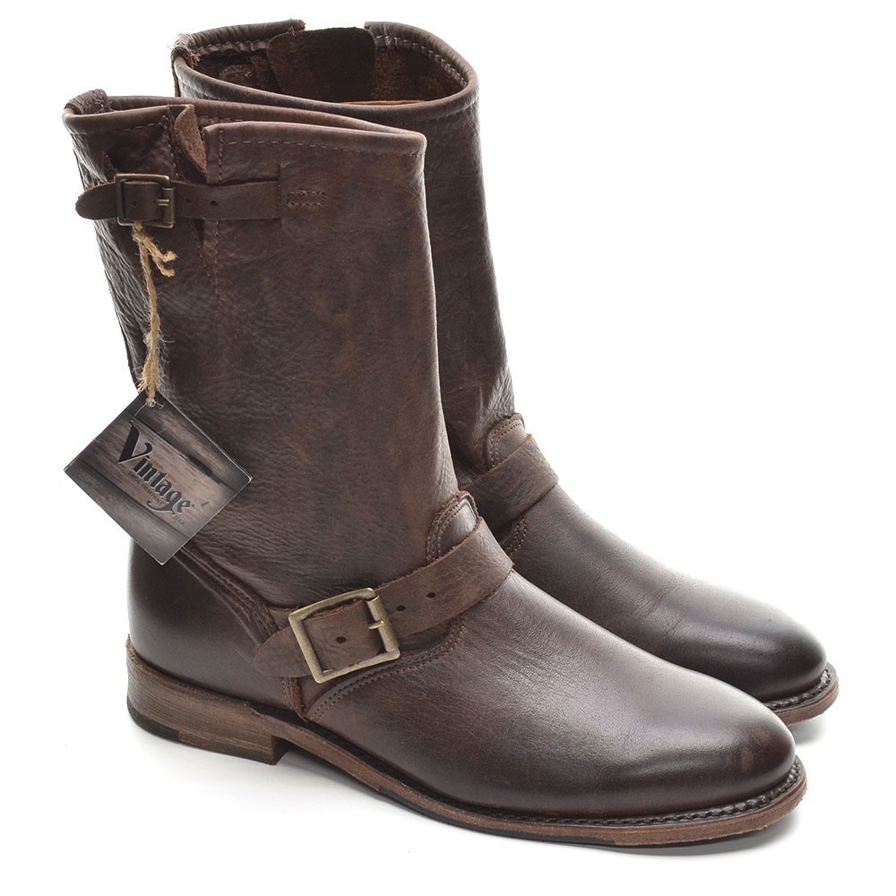 Vintage Shoe Company USA Veronica Buckle Moto Boots 7 M Biker Shoes New